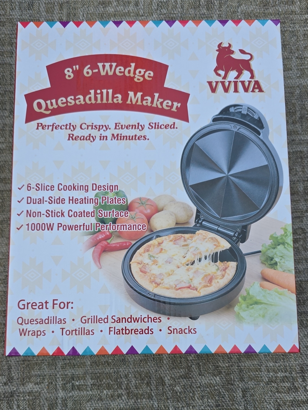 Ivivva Black 8" 6-Wedge Quesadilla Maker